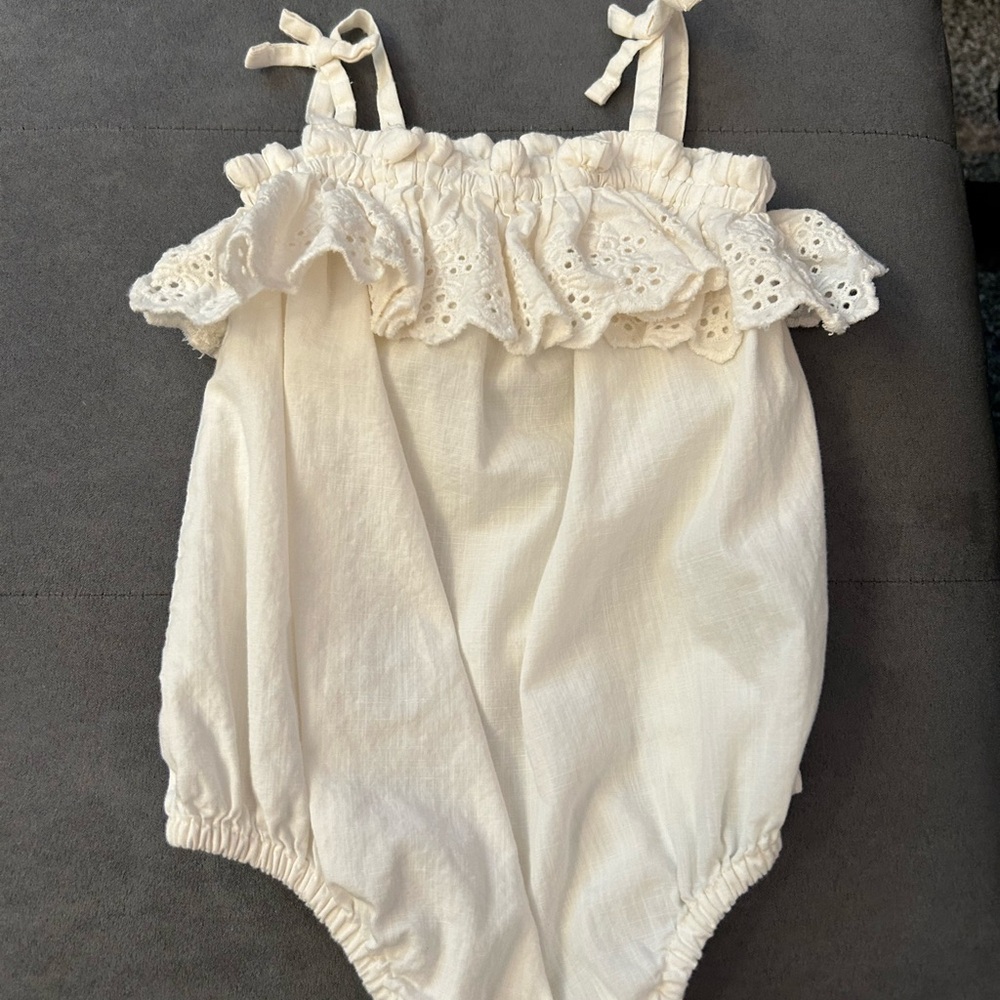 Old Navy Cream Baby Outfit with Eyelet Detail